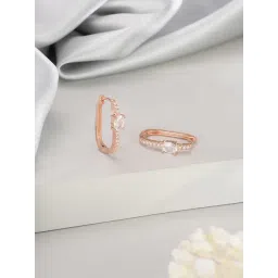 Aatmana Rose Gold-Toned Statement Crystal Studded Circular Hoop Earrings for Women image 1