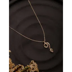 Aatmana Rosegold-Plated CZ Studded Snake Pendant with Chain-picture-21