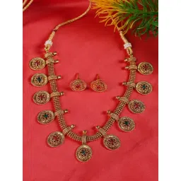 Aatmana Ruby Red & Green Gold-Plated Stone-Studded Handcrafted Necklace Set-picture-39