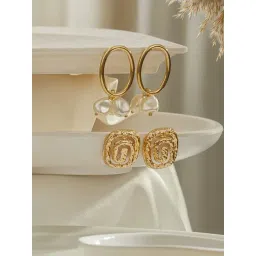 Aatmana Set Of 2 Gold-Plated Contemporary Studs Earrings-picture-21