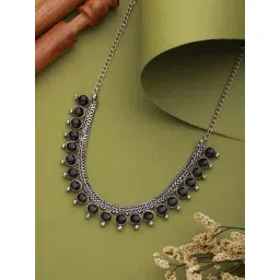 Aatmana Silver-Plated Black Stone-Studded Oxidized Necklace-picture-43