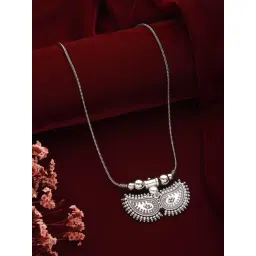 Aatmana Silver-Plated Leaf Shaped Oxidized Necklace-picture-39