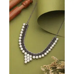 Aatmana Silver-Plated Pearl Beaded Oxidized Necklace-picture-24