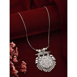 Aatmana Silver-Plated Statement Oxidized Necklace-picture-40