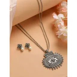 Aatmana Silver-Plated White Necklace Set for Women-picture-17