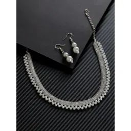 Aatmana Silver-Plated White pearl Necklace Set for Women-picture-18