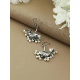 Aatmana Silver Toned Oxidised Contemporary Drop Earrings for Women-picture-28