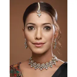 Aatmana White Necklace, Maangtikka & Earrings Set for Women-picture-43