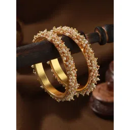 Aatmana White Pearl Beaded & Gold-Plated Bangles - Set of 2-picture-39