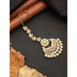 Aatmana Women Gold-Plated Kundan Studded Maang Tikka Head Jewellery-picture-40