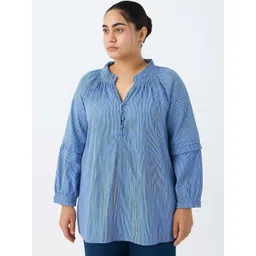 AATMIK Striped Mandarin Collar Cotton Top-picture-39