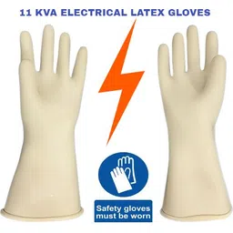 aatrangi 1 PAIR Vidyut 11 KV Electrical Insulated Rubber Seamless Safety Hand Gloves RubberSafety Gloves image 3
