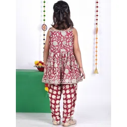 AATYA KIIDS Girls Floral Printed Gotta Patti Pure Cotton Anarkali Kurta with Dhoti Pants image 4