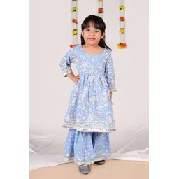 AATYA KIIDS Girls Floral Printed Regular Pure Cotton Kurta with Sharara-picture-29