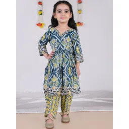 AATYA KIIDS Girls Printed Panelled Gotta Patti Pure Cotton A-Line Kurta with Dhoti Pants-picture-58
