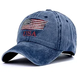 aavjo Denim Cotton Baseball Head Cap with Adjustable Buckle for Men Women Adults - Small Flag-picture-21