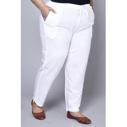 aavoni Women Regular Fit White Pure Cotton Trousers-picture-22
