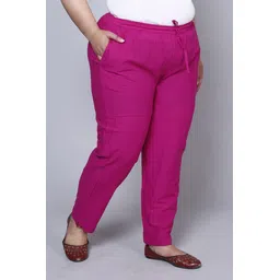aavoni Women Straight Fit Pink Pure Cotton Trousers-picture-27