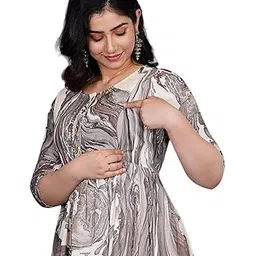 aavrittiqueens Women's Anarkali Maternity Kurta with Easy Breastfeeding Zippers | Comfortable Nursing Kurti | Elegant Western Dress for Pre and Post Pregnancy-picture-26
