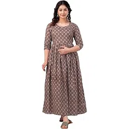 AAVRITTIQUEENS Women's Printed Maternity Feeding Dress with Zipper-picture-41