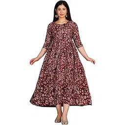 aavrittiqueens Women's Printed Maternity Feeding Gown Dress with Zipper-picture-15