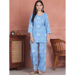 Aawari Printed Pure Cotton Round Neck Top With Trousers Co-Ords Set-picture-25