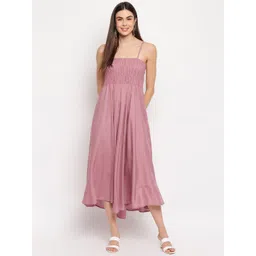 Aawari Purple Shoulder Straps Smocked Midi Dress-picture-14