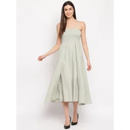 Aawari Women Green Solid Fit and Flare Dress-picture-28