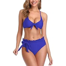 aayan baby Women's Deep Neck Bikini Set with Ruffled High Waist Bottom – Stylish Swimwear for Beach & Pool-picture-21
