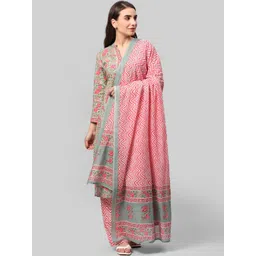 Aaysa Kurti Floral Printed Regular Gotta Patti Pure Cotton Kurta with Palazzos & Dupatta-picture-40