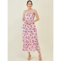 aayu Floral Print Layered Georgette Maxi Midi Dress-picture-34
