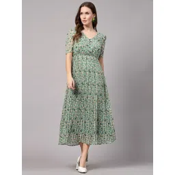 aayu Floral Printed Fit & Flare Midi Dress image 1