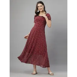 aayu Floral Printed Puff Sleeve Georgette A-Line Midi Dress-picture-15