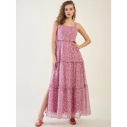 aayu Floral Printed Shoulder Straps Neck Tiered Maxi Dress-picture-24