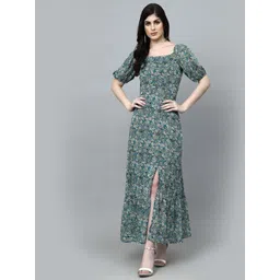 aayu Floral Printed Square Neck Puff Sleeve Maxi Dress-picture-41