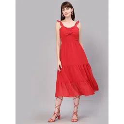 aayu Georgette Fit And Flare Tiered Midi Dress-picture-30