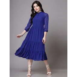 aayu Layered Georgette Fit & Flare Midi Dress-picture-21