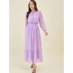 aayu Puff Sleeve Georgette Fit & Flare Maxi Dress-picture-34