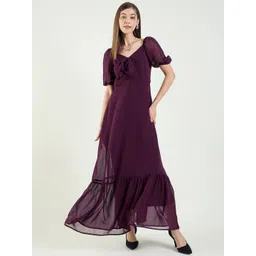aayu Puff Sleeve Layered Georgette Maxi Dress-picture-37