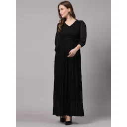 aayu Puff Sleeves Belted Georgette Maxi Dress-picture-29