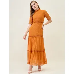 aayu Ruffled Georgette Solid Pattern Maxi Dress-picture-40