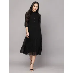 aayu Women Fit and Flare Black Midi/Calf Length Dress-picture-18