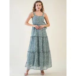 aayu Women Floral Print Tiered Georgette Maxi Dress With Slit-picture-39