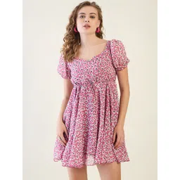Aayu Women Floral Printed Sweetheart Neck Fit & Flare Dress-picture-25