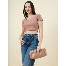 aayu Women Round Neck Ribbed Crop Top-picture-27