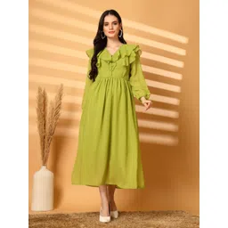 aayu Women V-Neck Ruffled Fit & Flare Maxi Dress-picture-17