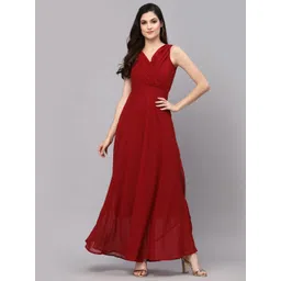 aayu Women V-Neck Sleeveless Pleated Detail Wrap Maxi Dress-picture-22