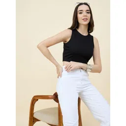 aayu Women Vertical Stripes Striped Round Neck Tank Crop Top-picture-38