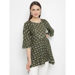 aayusika Ethnic Motif Printed Longline High-Low Top With Gotta Patti Detail-picture-10