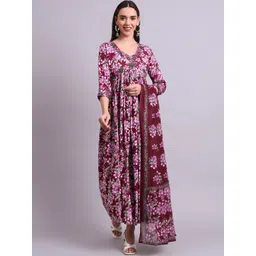 aayusika Floral Printed Anarkali Ethnic Dresses with Dupatta-picture-29